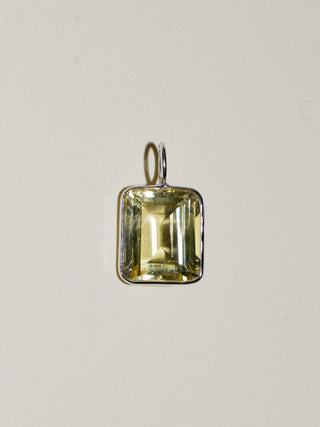 Girlie Heliodor Emerald Cut Charm in White 14k Gold