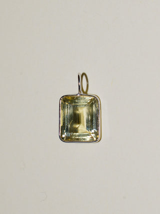 Girlie Heliodor Emerald Cut Charm in White 14k Gold