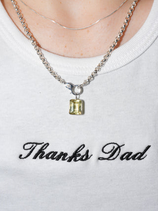 Girlie Heliodor Emerald Cut Charm in White 14k Gold