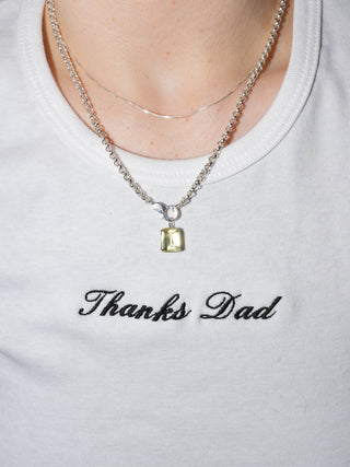 Girlie Heliodor Emerald Cut Charm in White 14k Gold