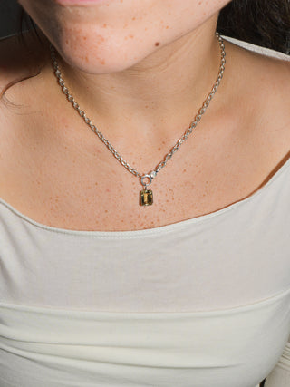 Repeat That Heliodor Emerald Cut Charm in White 14k Gold