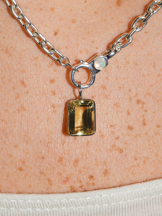 Repeat That Heliodor Emerald Cut Charm in White 14k Gold