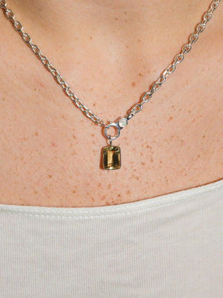 Repeat That Heliodor Emerald Cut Charm in White 14k Gold
