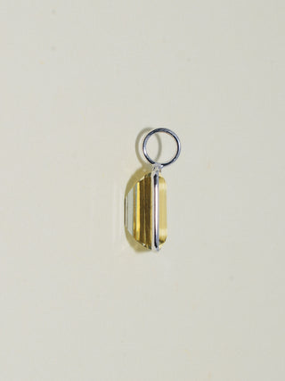 Repeat That Heliodor Emerald Cut Charm in White 14k Gold