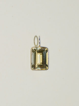 Repeat That Heliodor Emerald Cut Charm in White 14k Gold