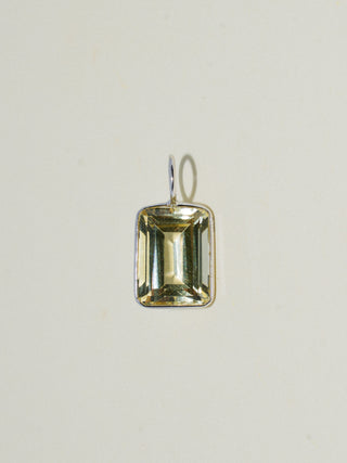 Repeat That Heliodor Emerald Cut Charm in White 14k Gold