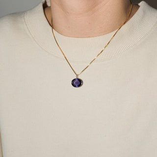 Very Peri Iolite East West Oval Cut Charm in Yellow 14k Gold