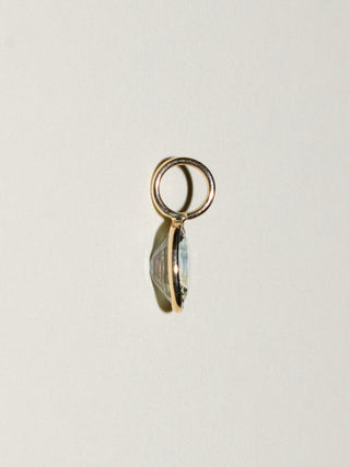 Satin Blue Sapphire Oval Cut Charm in Yellow 14k Gold