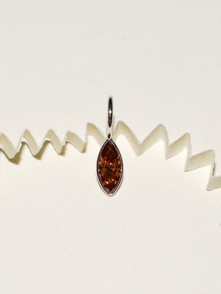 Shiny Brown Lab Grown Diamond Marquise Cut Charm in White 14k Gold
