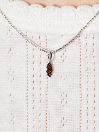 Shiny Brown Lab Grown Diamond Marquise Cut Charm in White 14k Gold