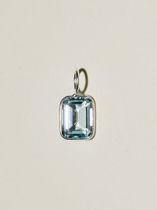 Summer Sky Blue Topaz Emerald Cut Charm in Sterling Silver