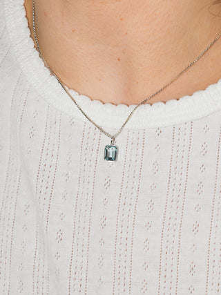 Summer Sky Blue Topaz Emerald Cut Charm in Sterling Silver