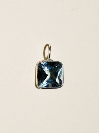 Sky Blue Topaz Square Cut Charm in Sterling Silver