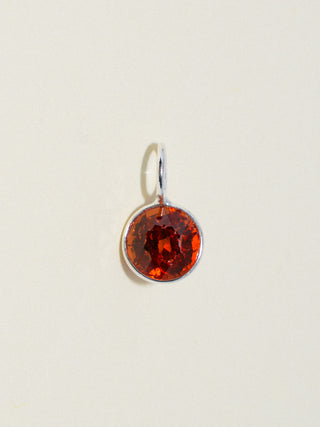 Espresso Spessarite Round Cut Charm in Sterling Silver