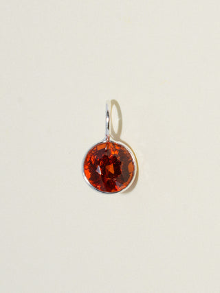 Espresso Spessarite Round Cut Charm in Sterling Silver