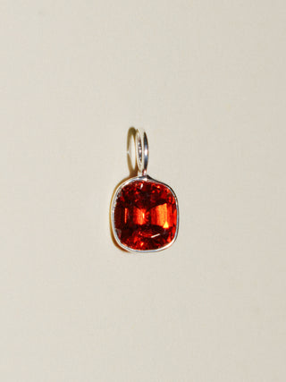 Citrus Spessertite Cushion Cut Charm in Sterling Silver
