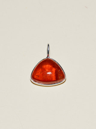 Kiss Me, You're Irish Orange Garnet Trillion Cabochon Charm in Sterling Silver