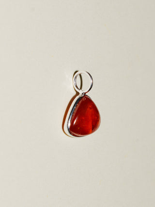 Kiss Me, You're Irish Orange Garnet Trillion Cabochon Charm in Sterling Silver