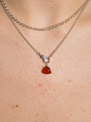 Kiss Me, You're Irish Orange Garnet Trillion Cabochon Charm in Sterling Silver