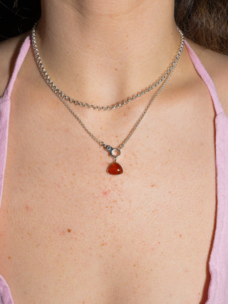 Kiss Me, You're Irish Orange Garnet Trillion Cabochon Charm in Sterling Silver