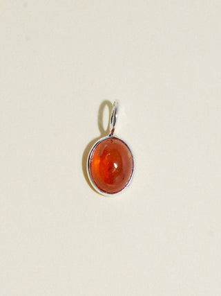 Burnt Orange Garnet Oval Cabochon Charm in Sterling Silver