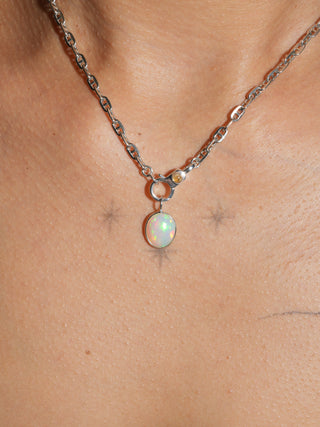 All-Seeing Opal Oval Cabochon Charm in Sterling Silver