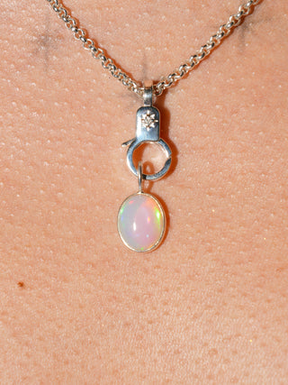 whilly Opal Oval Cabochon Charm in Sterling Silver