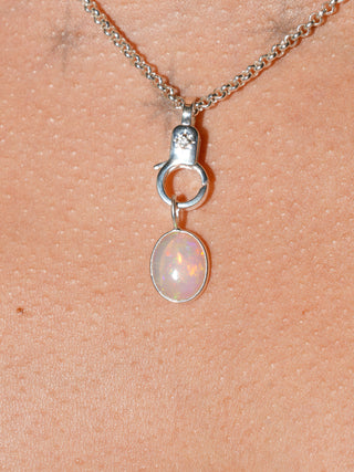 Spencer Opal Oval Cabochon Charm in Sterling Silver