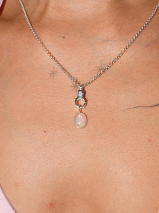 Spencer Opal Oval Cabochon Charm in Sterling Silver