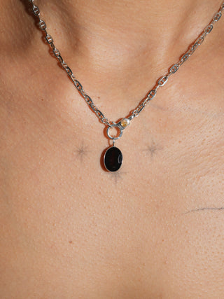 Smoking! Black Tourmaline Oval Cut Charm in Sterling Silver