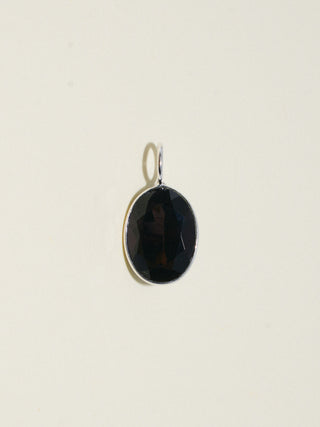 Smoking! Black Tourmaline Oval Cut Charm in Sterling Silver
