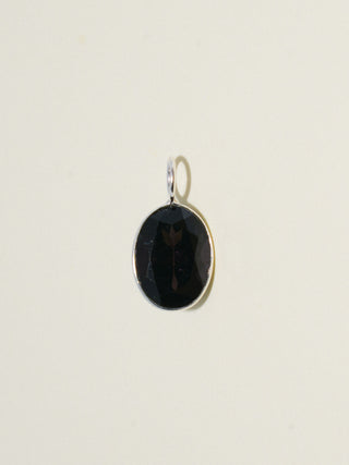 Smoking! Black Tourmaline Oval Cut Charm in Sterling Silver