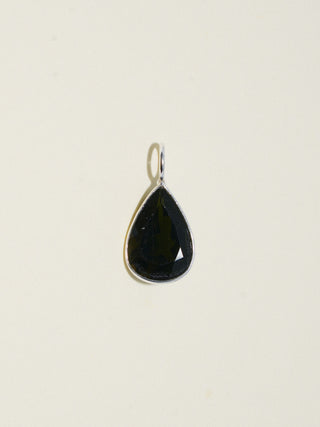 350z Black Tourmaline Teardrop Cut Charm in Sterling Silver