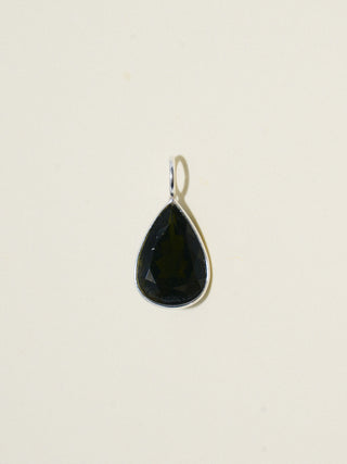 350z Black Tourmaline Teardrop Cut Charm in Sterling Silver