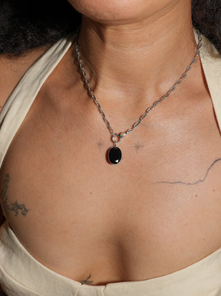 Mikey's Miata Black Tourmaline Oval Cut Charm in Sterling Silver