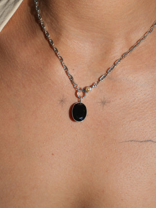 Mikey's Miata Black Tourmaline Oval Cut Charm in Sterling Silver