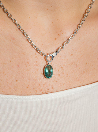 Ocean Avenue Fluorite Oval Cut Charm in Sterling Silver