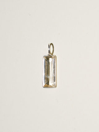 Shimmer Powder Scapolite Baguette Cut Charm in Sterling Silver
