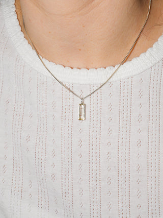 Shimmer Powder Scapolite Baguette Cut Charm in Sterling Silver