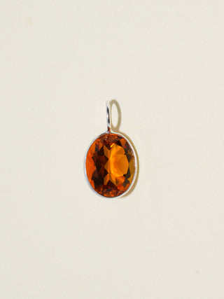 Who Is She? Brandy Citrine Oval Cut Charm in Sterling Silver