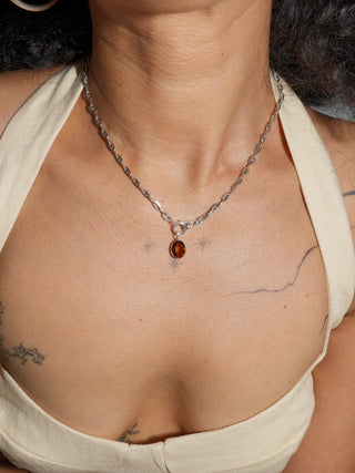 Who Is She? Brandy Citrine Oval Cut Charm in Sterling Silver
