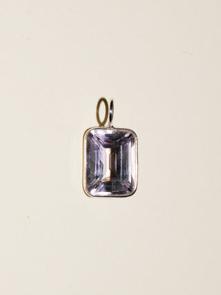 Plushie Pink Amethyst Emerald Cut Charm in Sterling Silver