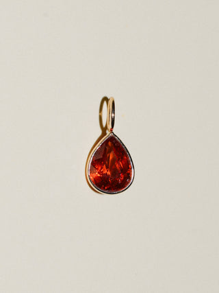 Papaya Spessartite Pear Cut Charm in Yellow 14k Gold
