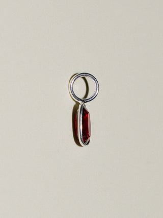 Bleeding Maroon Spinel Oval Cut Charm in Sterling Silver