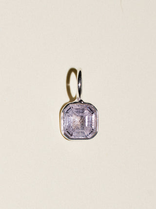 Snow Kiss Spinel Square Cut Charm in Sterling Silver