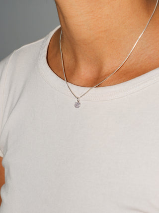 Snow Kiss Spinel Square Cut Charm in Sterling Silver