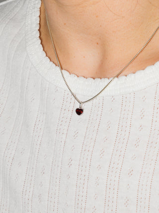 Loving Red Garnet Heart Cut Charm in Sterling Silver