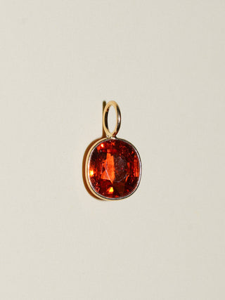 Ginger Spessartite Oval Cut Charm in Yellow 14k Gold