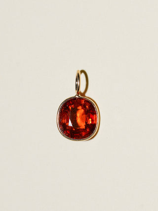 Ginger Spessartite Oval Cut Charm in Yellow 14k Gold