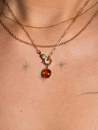 Ginger Spessartite Oval Cut Charm in Yellow 14k Gold